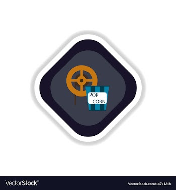 Paper sticker on white background popcorn cinema vector image