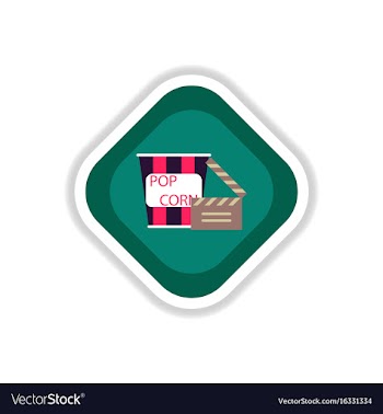 Paper sticker on white background popcorn cinema vector image
