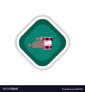 Paper sticker on white background popcorn cinema vector image
