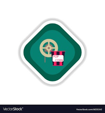 Paper sticker on white background popcorn cinema vector image