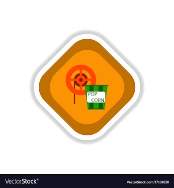 Paper sticker on white background popcorn cinema vector image