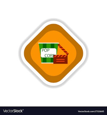 Paper sticker on white background popcorn cinema vector image