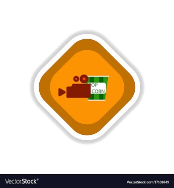 Paper sticker on white background popcorn cinema vector image