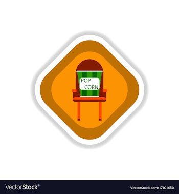 Paper sticker on white background popcorn cinema vector image