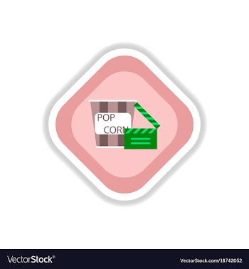 Paper sticker on white background popcorn cinema vector image