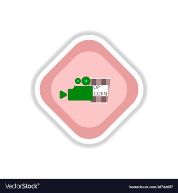 Paper sticker on white background popcorn cinema vector image