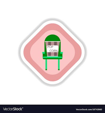 Paper sticker on white background popcorn cinema vector image