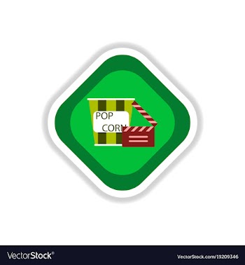 Paper sticker on white background popcorn cinema vector image