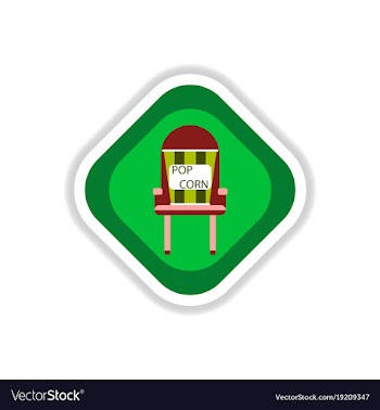 Paper sticker on white background popcorn cinema vector image