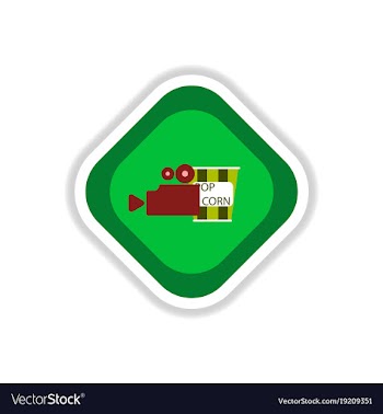 Paper sticker on white background popcorn cinema vector image