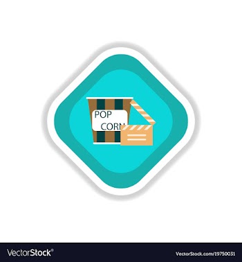 Paper sticker on white background popcorn cinema vector image