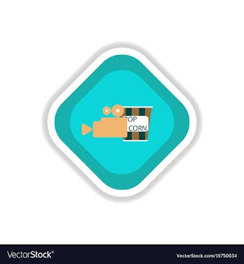 Paper sticker on white background popcorn cinema vector image