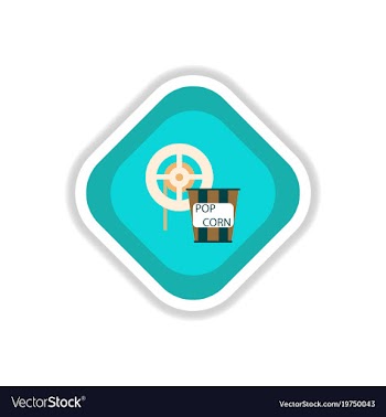 Paper sticker on white background popcorn cinema vector image