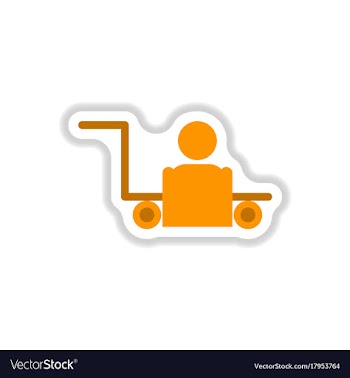 Paper sticker on white background porter truck vector image