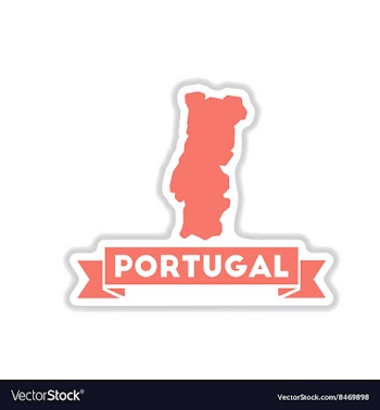 Paper sticker on white background Portugal map vector image