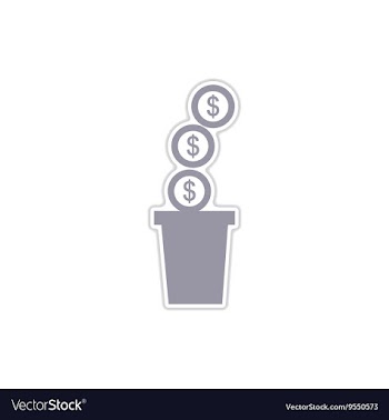 Paper sticker on white background pot of coins vector image