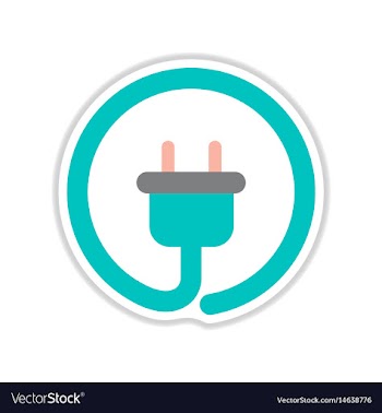 Paper sticker on white background power socket vector image