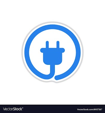 Paper sticker on white background power socket vector image