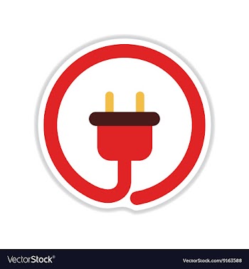 Paper sticker on white background power socket vector image