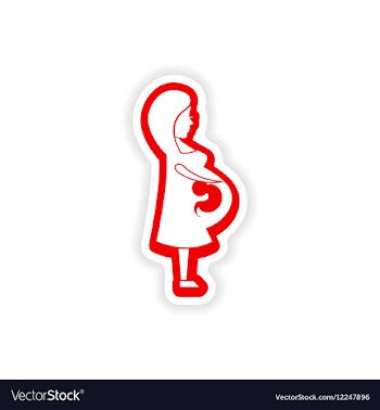 Paper sticker on white background pregnant Girl vector image