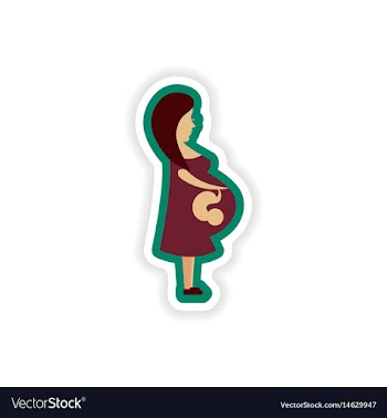 Paper sticker on white background pregnant girl vector image