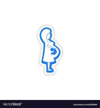 Paper sticker on white background pregnant Girl vector image