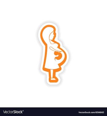 Paper sticker on white background pregnant Girl vector image