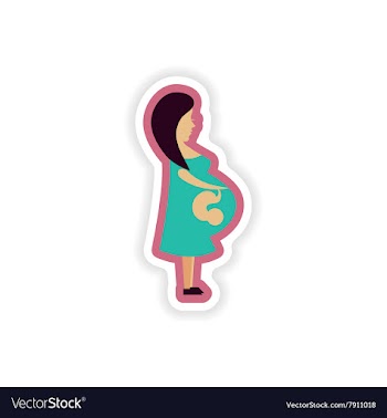 Paper sticker on white background pregnant Girl vector image
