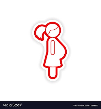 Paper sticker on white background pregnant woman vector image