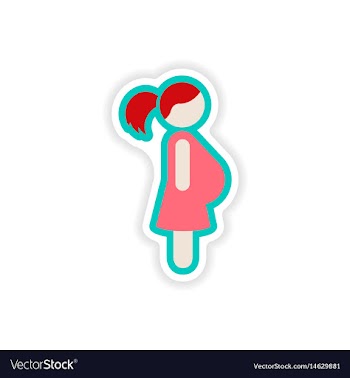 Paper sticker on white background pregnant woman vector image