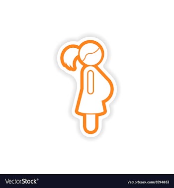 Paper sticker on white background pregnant woman vector image