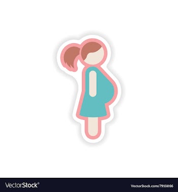 Paper sticker on white background pregnant woman vector image