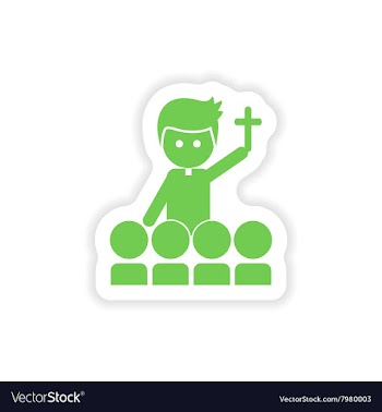 Paper sticker on white background priest and vector image