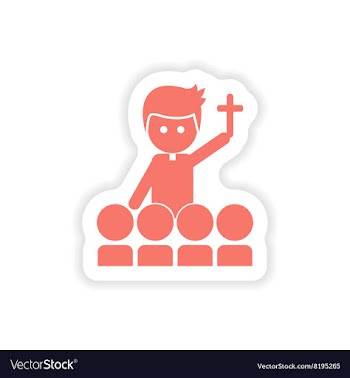 Paper sticker on white background priest and vector image
