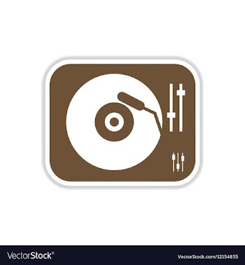 Paper sticker on white background record player vector image