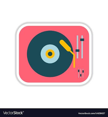 Paper sticker on white background record player vector image