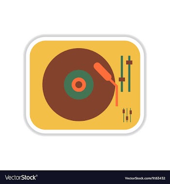 Paper sticker on white background record player vector image