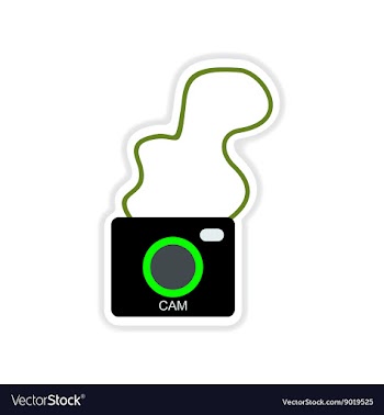 Paper sticker on white background retro camera vector image