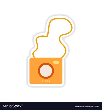 Paper sticker on white background retro camera vector image