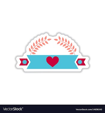 Paper sticker on white background ribbon heart vector image