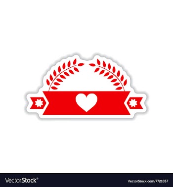Paper sticker on white background ribbon heart vector image