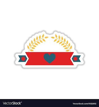 Paper sticker on white background ribbon heart vector image