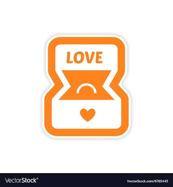 Paper sticker on white background Ring in box vector image