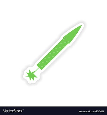 Paper sticker on white background rocket fireworks vector image
