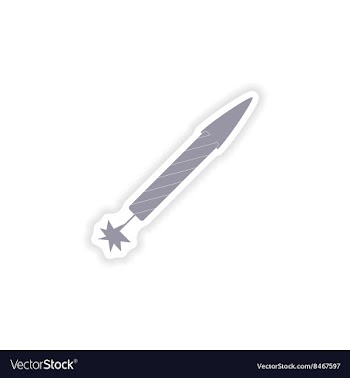 Paper sticker on white background rocket fireworks vector image