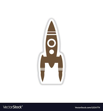 Paper sticker on white background rocket vector image