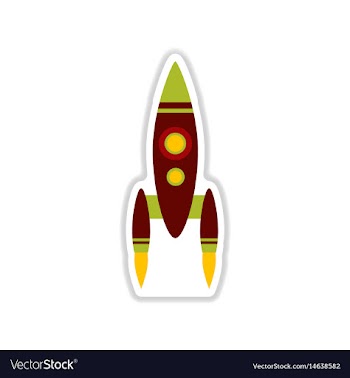 Paper sticker on white background rocket vector image