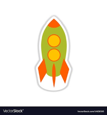 Paper sticker on white background rocket vector image
