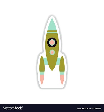 Paper sticker on white background rocket vector image