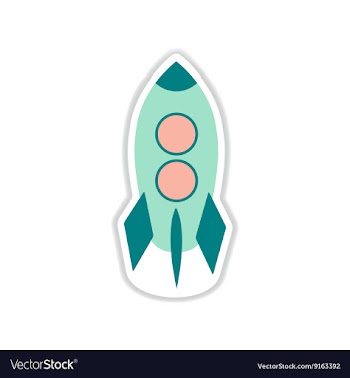 Paper sticker on white background rocket vector image